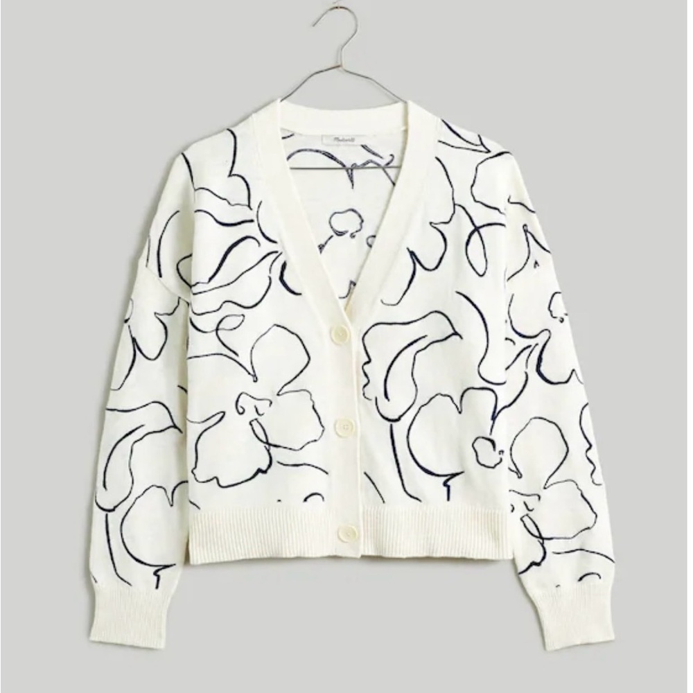 Madewell Embroidered V-Neck Cardigan
